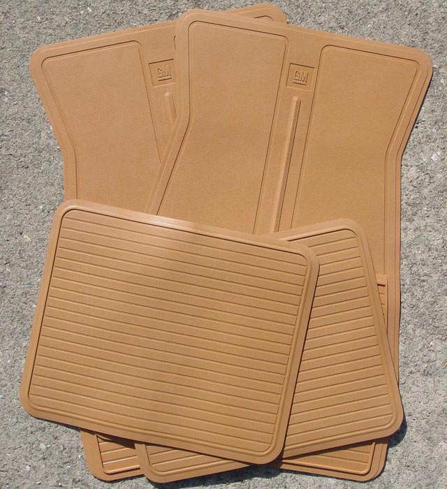 1973-81 F-BODY FLOOR MATS Camel, Oe Style W/ Correct Features Incl The *Gm* In The Top Center Of The Front Mats, (4), Repro